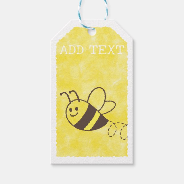 Étiquettes-cadeau Cute Little Bee Flying Watercolor Baby shower (Devant)