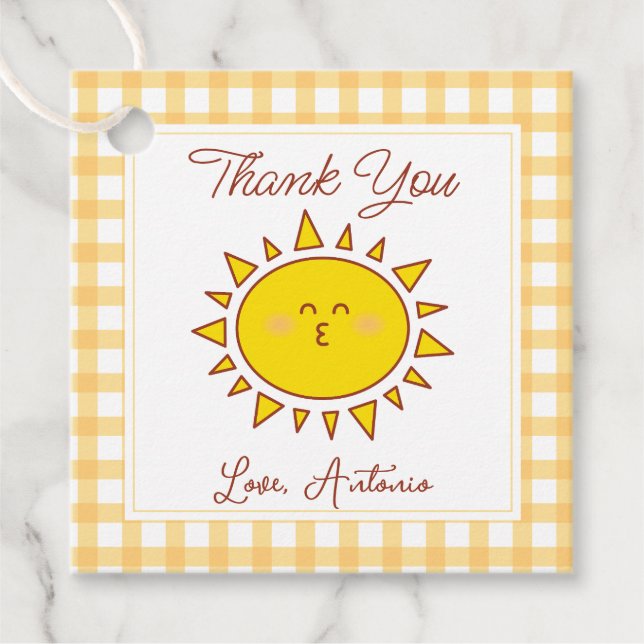 Étiquettes Cadeau Cute Little Sunshine Anniversaire de enfant Party  (Devant)