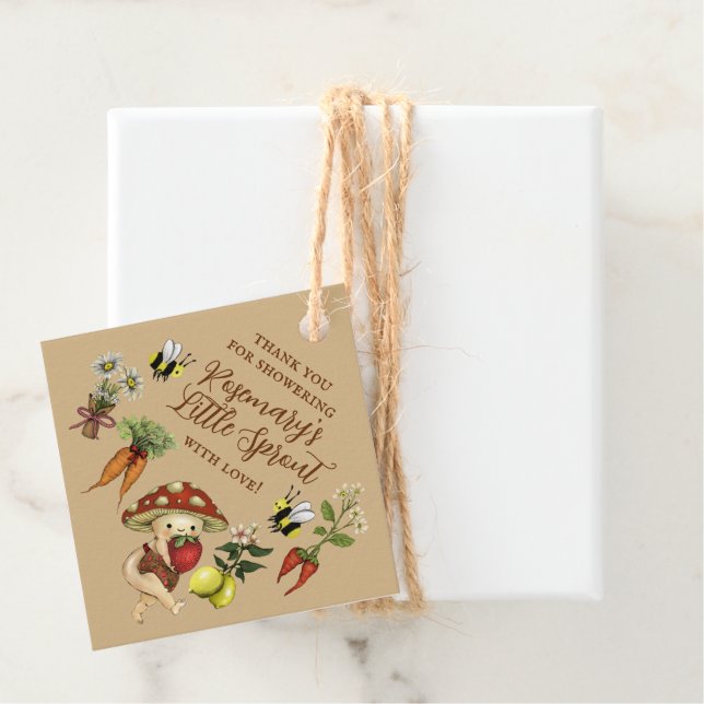 Étiquettes Cadeau Cute Locally Grown Little Sprout Baby Shower (En situation)