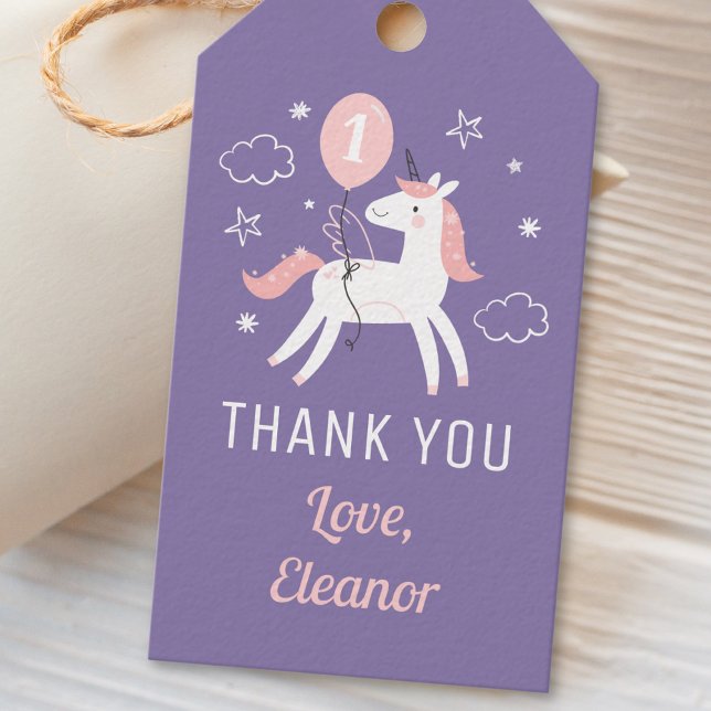 Étiquettes-cadeau Cute Magique Unicorn Anniversaire Merci (Créateur téléchargé)