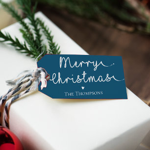 Étiquettes-cadeau Cute minimaliste Simple Bleu Blanc Joyeux Noël