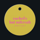 Étiquettes Cadeau Cute moderne rose jaune Bat mitzvah personnalisé<br><div class="desc">Tags favoris personnalisés en gras rose et jaune</div>