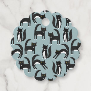 Étiquettes Cadeau Cute noir et blanc Motif de chat Tuxedo
