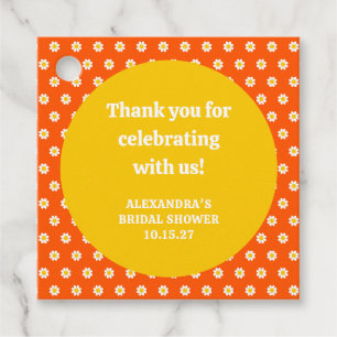 Étiquettes Cadeau Cute Orange Daisy Fête des mariées Merci personnal