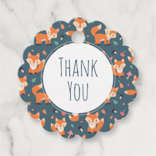 Étiquettes Cadeau Cute Orange Fox Motif animal Merci