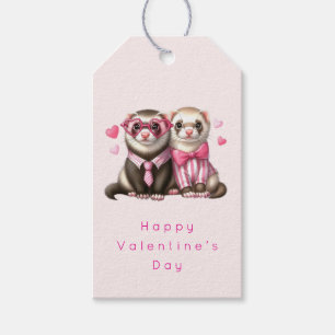 Étiquettes-cadeau Cute Otter Couple dans Love Valentine's Day