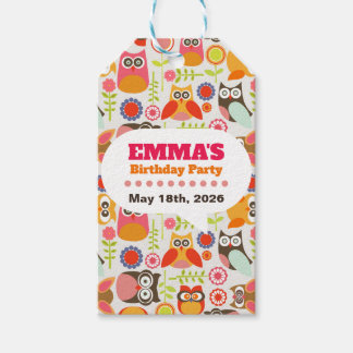 Étiquettes-cadeau Cute Owl Birthday Invitation Hoot Hooray Birthday