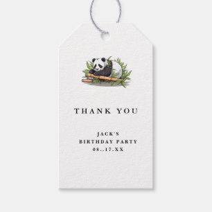 Étiquettes-cadeau Cute Panda Green Bamboo fête d'anniversaire