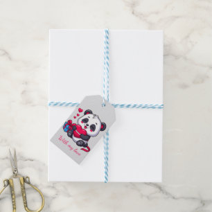 Étiquettes-cadeau Cute Panda Hugging Heart