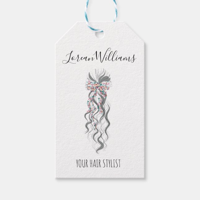 Étiquettes-cadeau Cute Pastel Bride Wavy Coiffeuse Salon de coiffure (Devant)