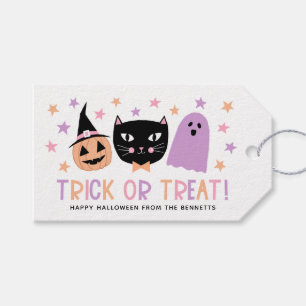 Étiquettes-cadeau Cute Pastel Halloween Trick ou Treat Black Cat