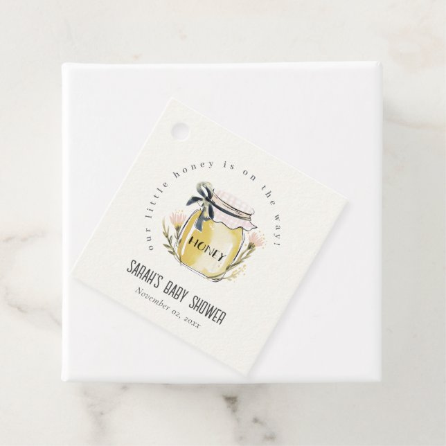 Étiquettes Cadeau Cute Pastel Watercolor Honey Jar Baby Shower (En situation)