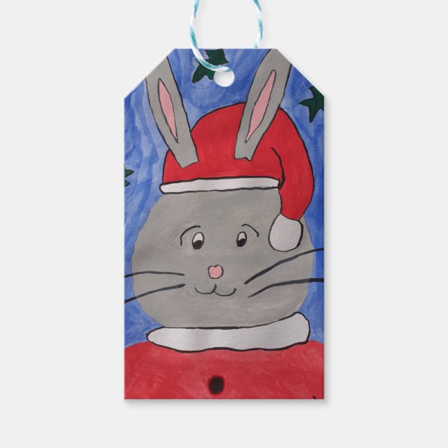 Étiquettes-cadeau Cute Père Noël Bunny (Devant)