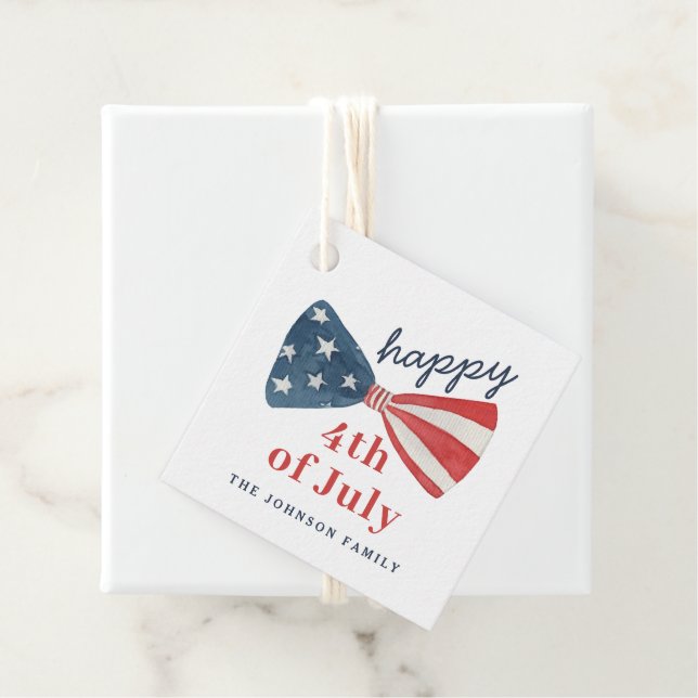 Étiquettes Cadeau Cute personnalisée 4 juillet heureux (En situation)