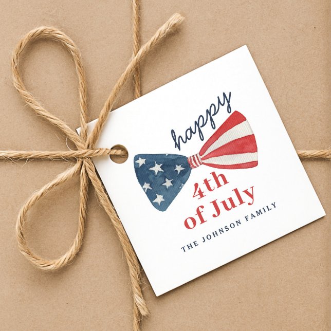 Étiquettes Cadeau Cute personnalisée 4 juillet heureux (Personalized Cute Happy 4th of July Favor Tags)