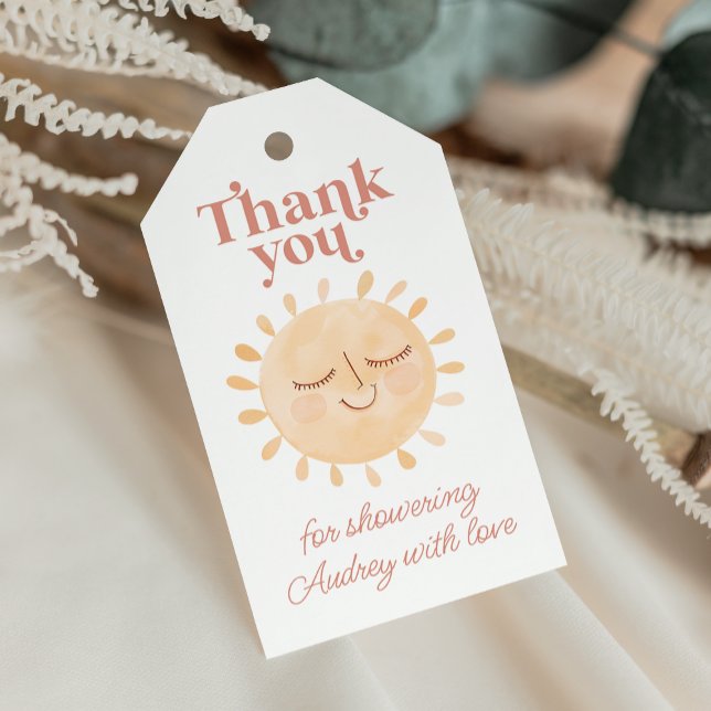 Étiquettes-cadeau Cute Petit Soleil Boho Baby shower Merci (Cute Little Sun Boho Baby Shower Thank You Gift Tags)