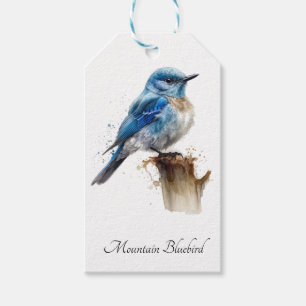 Étiquettes-cadeau Cute Petite Montagne Bluebird Aquarelle, personnal