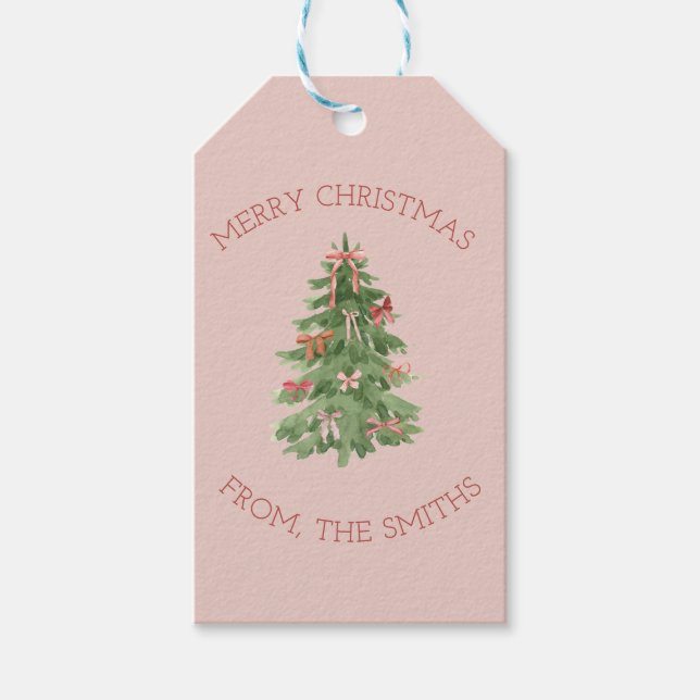 Étiquettes-cadeau Cute Pink Girly Christmas Tree Gift Stickers (Devant)