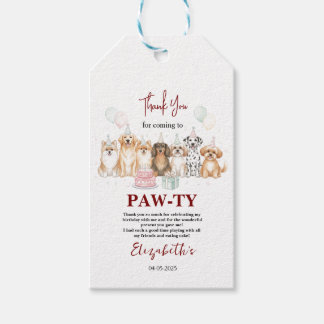Étiquettes-cadeau Cute Puppy Dog Boy 1st Birthday | Pawty Time First