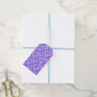 Étiquettes-cadeau Cute Purple Love Letters & Keys Pattern Gift Tag