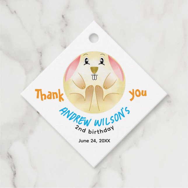 Étiquettes Cadeau Cute Rabbit Ball Ready to Play Ball Party Animal (Devant)