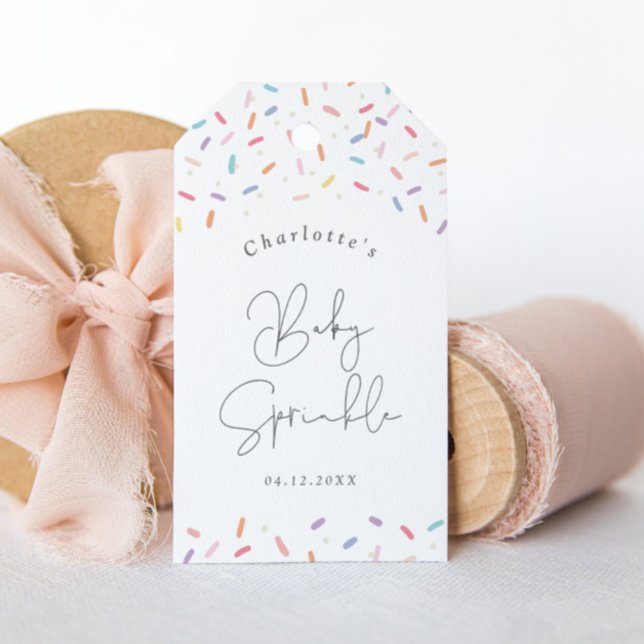 Étiquettes-cadeau Cute Rainbow Sprinkles Baby Sprinkle Douche Favori (Cute Rainbow Baby Sprinkle Shower Favor Tags.)