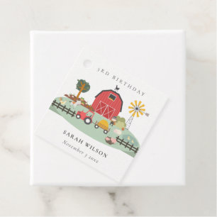 Étiquettes Cadeau Cute Red Barnyard ferme animal n'importe quel âge