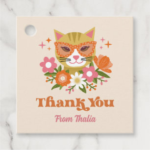 Étiquettes Cadeau Cute Retro Floral Fille Chat Fête Anniversaire Fav