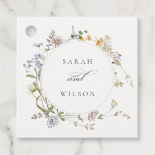 Étiquettes Cadeau Cute Rustique Jaune Pré Floral Mariage Wreath