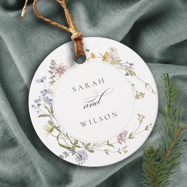 Étiquettes Cadeau Cute Rustique Jaune Pré Floral Mariage Wreath (Créateur téléchargé)