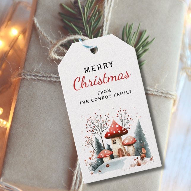 Étiquettes-cadeau Cute rustique Woodland d'hiver Personnalisé (Créateur téléchargé)