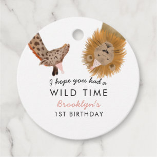 Étiquettes Cadeau Cute Safari Animaux Fille Anniversaire