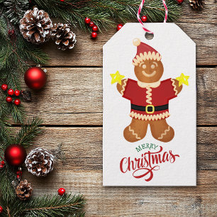 Étiquettes-cadeau Cute Santa Claus Gingerbread Homme Star