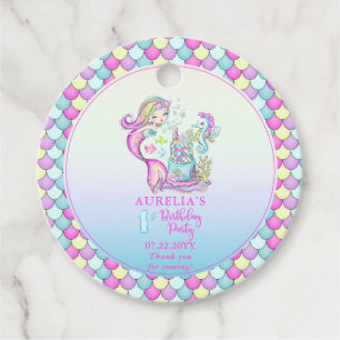 Étiquettes Cadeau Cute sirène Sea Girl's 1st Birthday Party
