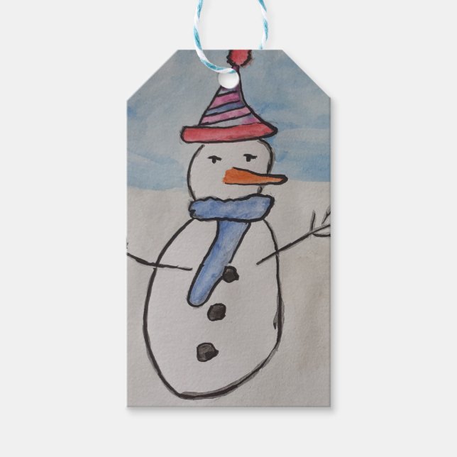 Étiquettes-cadeau Cute Snowman (Devant)