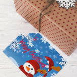 Étiquettes-cadeau Cute Snowman Winter Wonderland Joyeux Noël<br><div class="desc">Autocollant de Noël personnalisé avec une jolie illustration d'un bonhomme de neige sur un arrière - plan à gradient bleu avec des flocons de neige. Le texte est entièrement personnalisable. Pour le modifier, utilisez l'option Personnaliser. Pour d'autres modifications, telles que les modifications apportées à la police, à la couleur de...</div>
