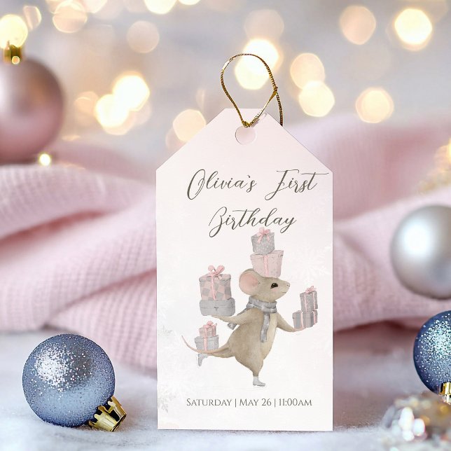 Étiquettes-cadeau Cute souris avec cadeaux de Noël (Créateur téléchargé)