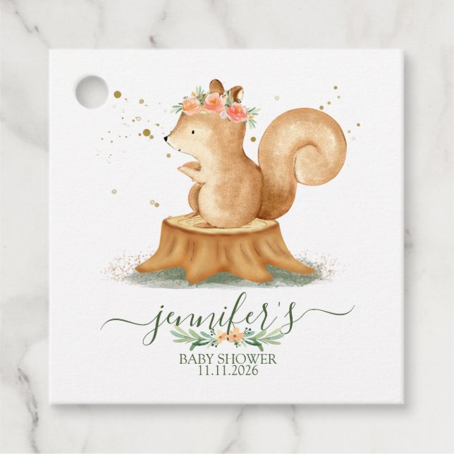 Étiquettes Cadeau Cute Squirrel wildlife baby hello party (Devant)