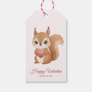 Étiquettes-cadeau Cute Squirrel with Heart Valentine's Day