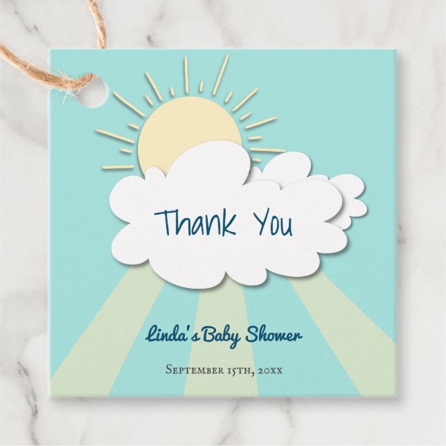 Étiquettes Cadeau Cute Sunshine Genre Baby shower neutre (Devant)