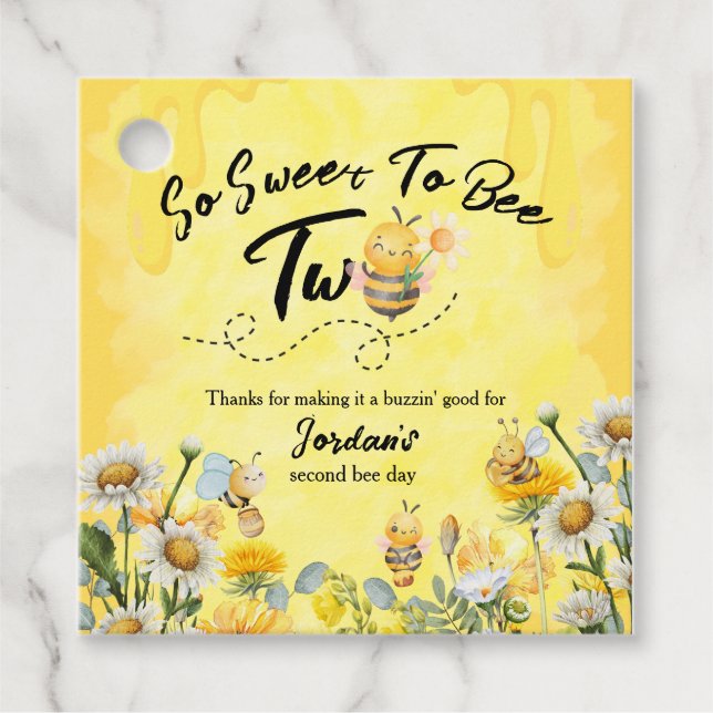 Étiquettes Cadeau Cute Sweet To Bee Two Wildflower 1st birthday (Devant)