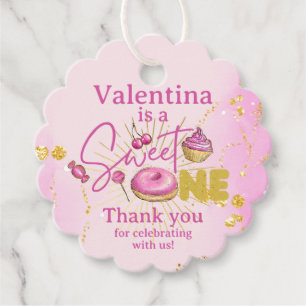 Étiquettes Cadeau Cute Sweet Un 1er Anniversaire Pink Faux Gold Part
