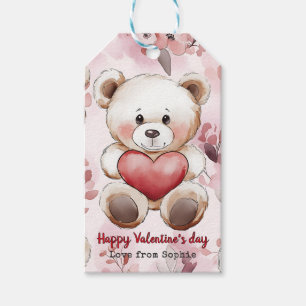 Étiquettes-cadeau Cute Teddy Bear personnalisée Saint Valentin