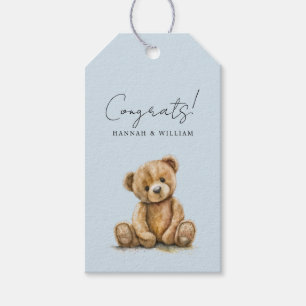 Étiquettes-cadeau Cute Teddy Ours Bleu Baby Baby shower garçon