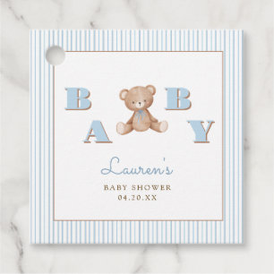 Étiquettes Cadeau Cute Teddy Ours Bleu Bébé Garçon Douche