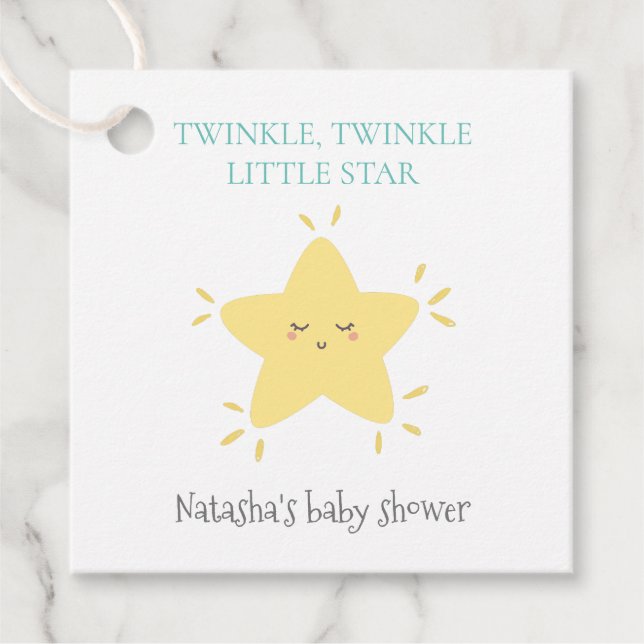 Étiquettes Cadeau Cute Twinkle Little Star Nursery Rhyme Baby shower (Devant)