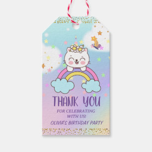 Étiquettes-cadeau Cute Unicorn Chat Rainbow Fête d'anniversaire fill