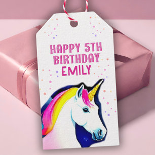 Étiquettes-cadeau Cute Unicorn Magique Star Girl Joyeux anniversaire