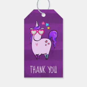 Étiquettes-cadeau Cute Unicorne dans le Merci de lunettes en forme d