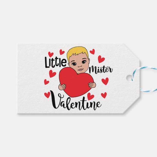 Étiquettes-cadeau Cute Valentine Boy Holt Heart Gift Art pour enfant (Devant (Horizontal))